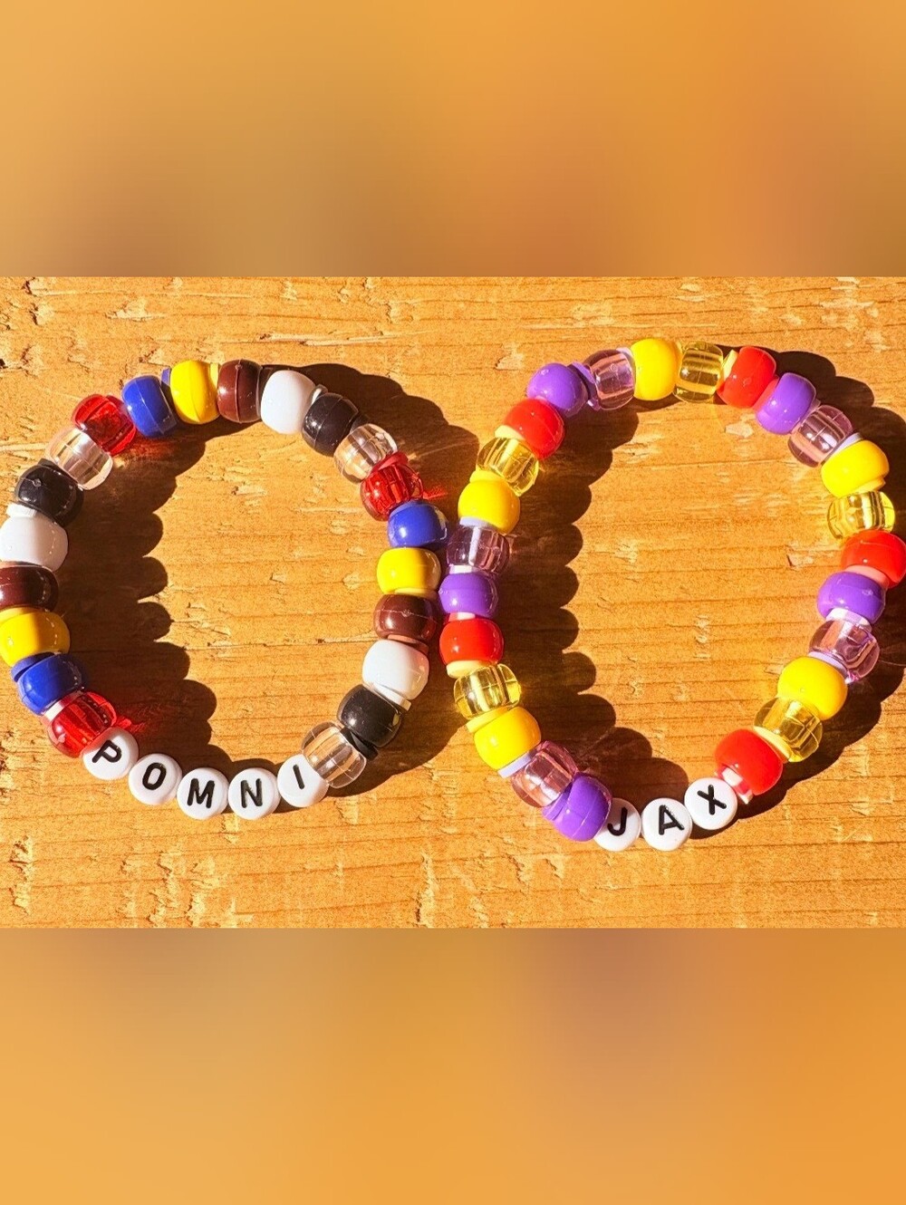 'Pomni' And 'Jax' The Amazing Digital Circus Set Of 2 Beaded Kandi Bracelets